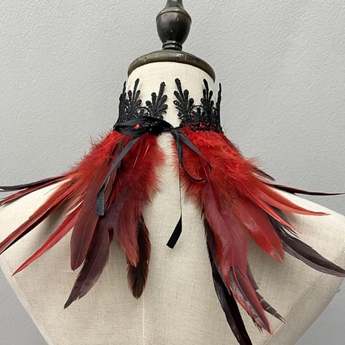 Beautiful Feathered Choker Cape Shawl