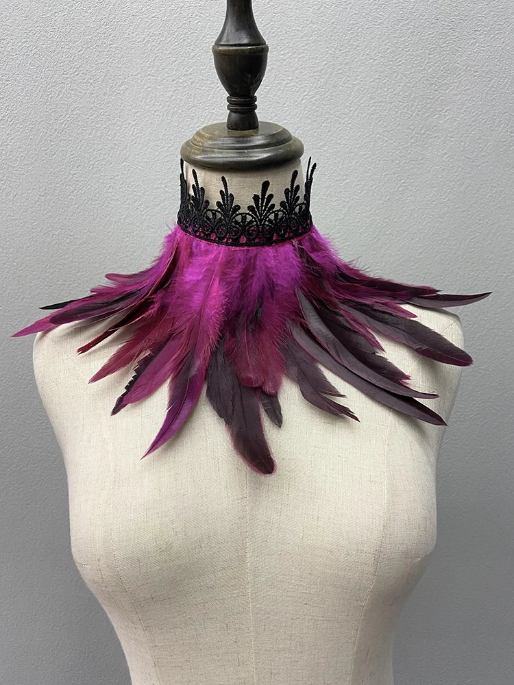 Beautiful Feathered Choker Cape Shawl