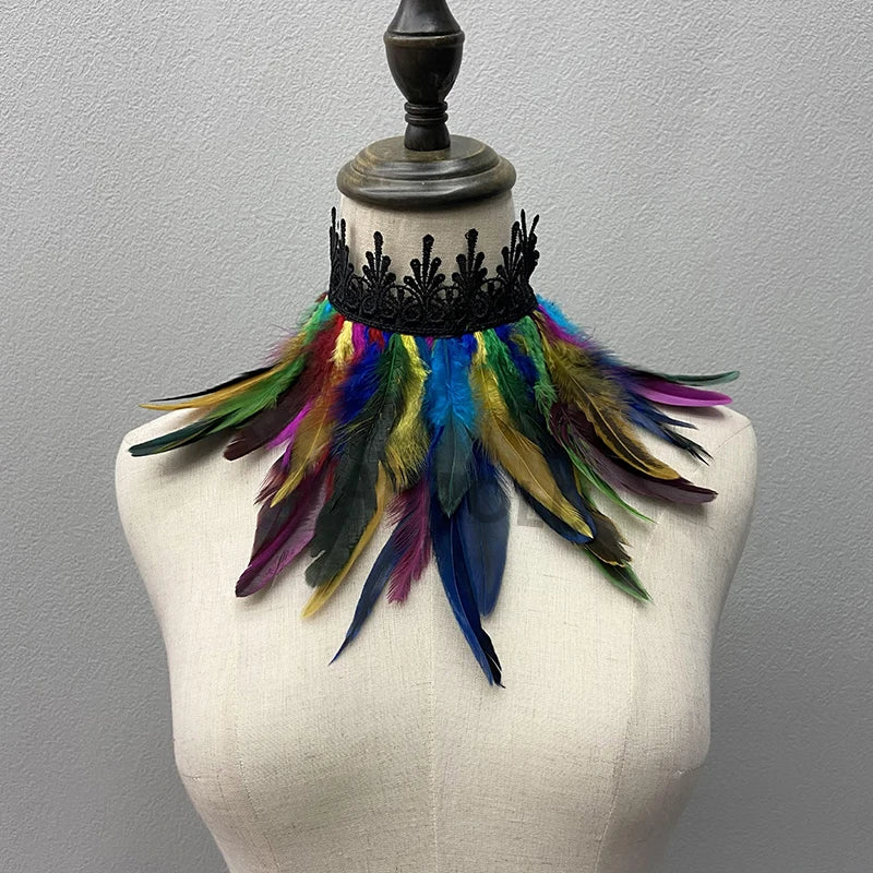 Beautiful Feathered Choker Cape Shawl