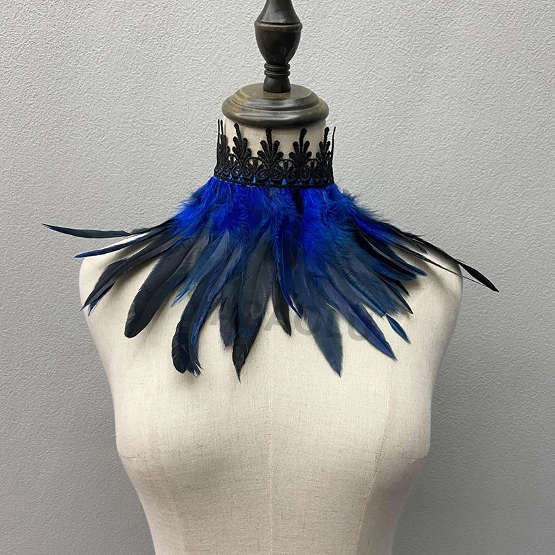 Beautiful Feathered Choker Cape Shawl