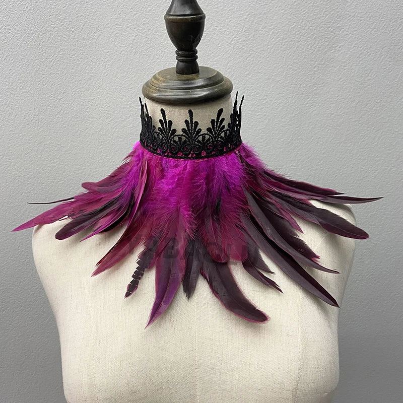 Beautiful Feathered Choker Cape Shawl