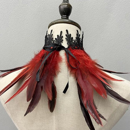 Beautiful Feathered Choker Cape Shawl