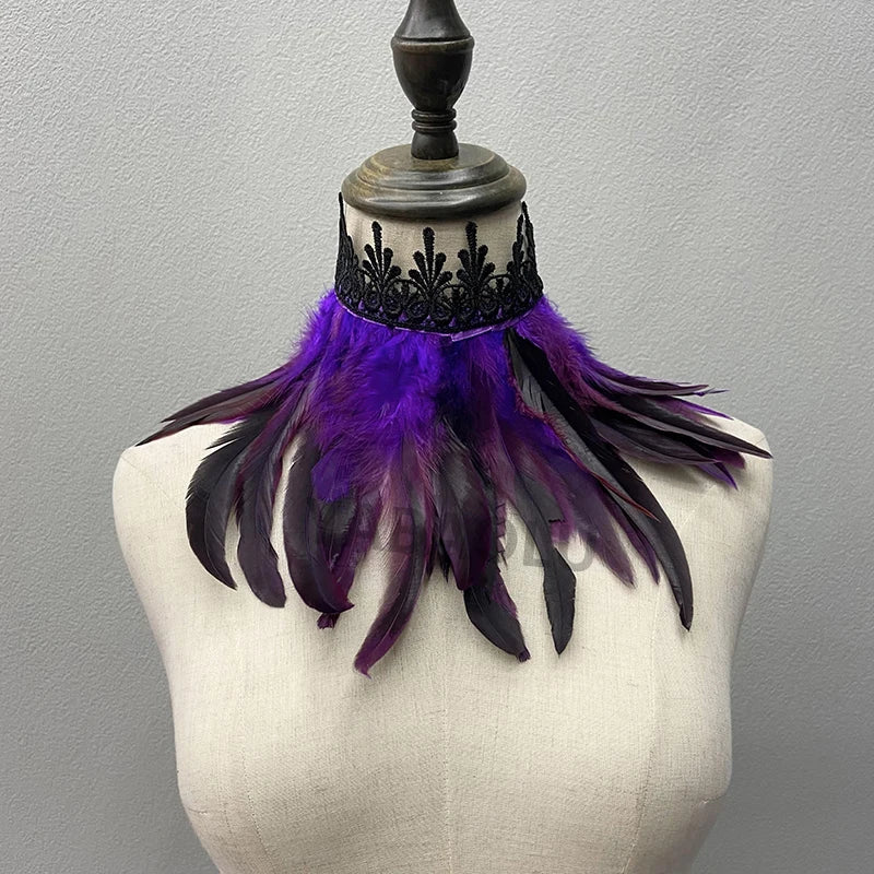 Beautiful Feathered Choker Cape Shawl