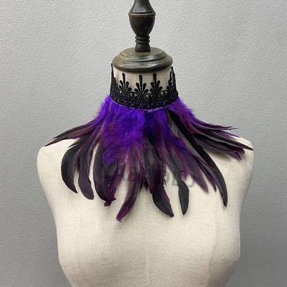 Beautiful Feathered Choker Cape Shawl