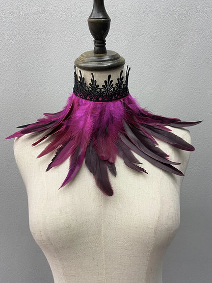 Beautiful Feathered Choker Cape Shawl
