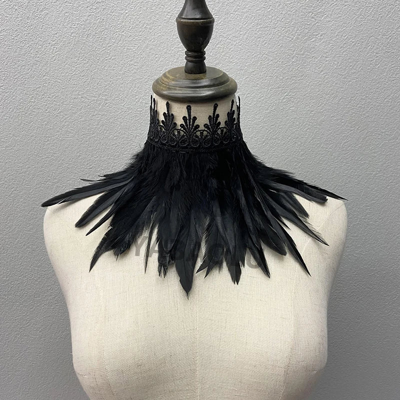 Beautiful Feathered Choker Cape Shawl