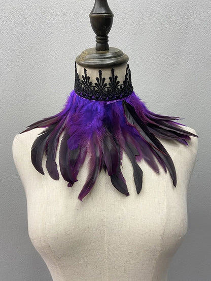 Beautiful Feathered Choker Cape Shawl