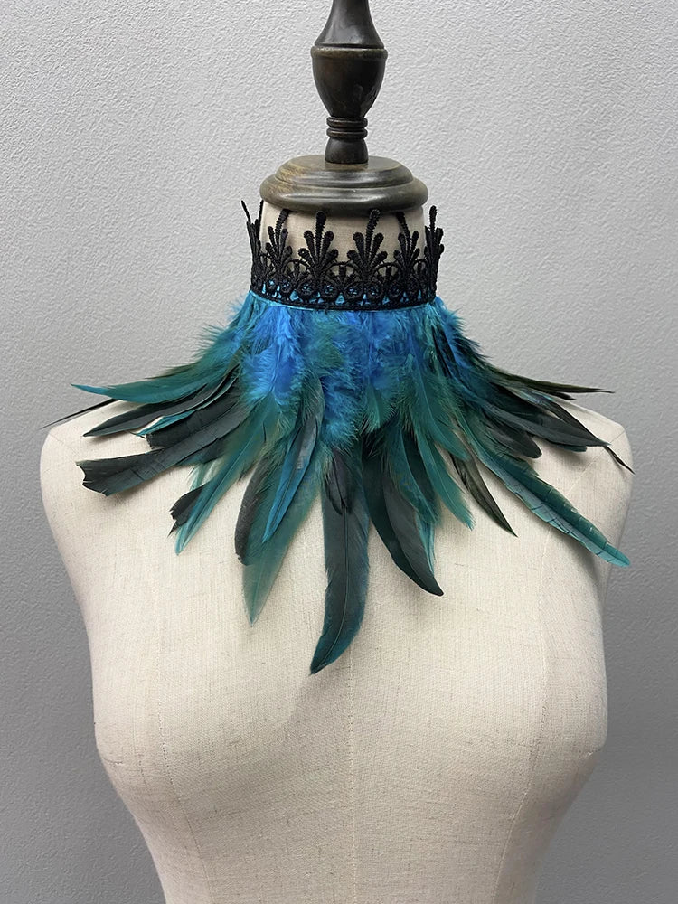 Beautiful Feathered Choker Cape Shawl
