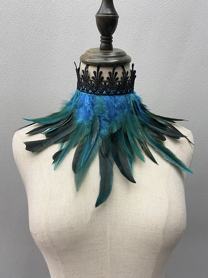 Beautiful Feathered Choker Cape Shawl