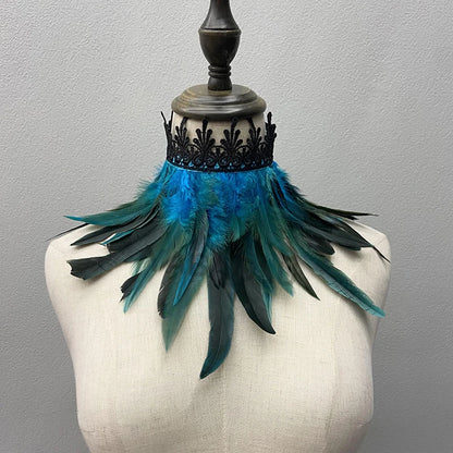 Beautiful Feathered Choker Cape Shawl