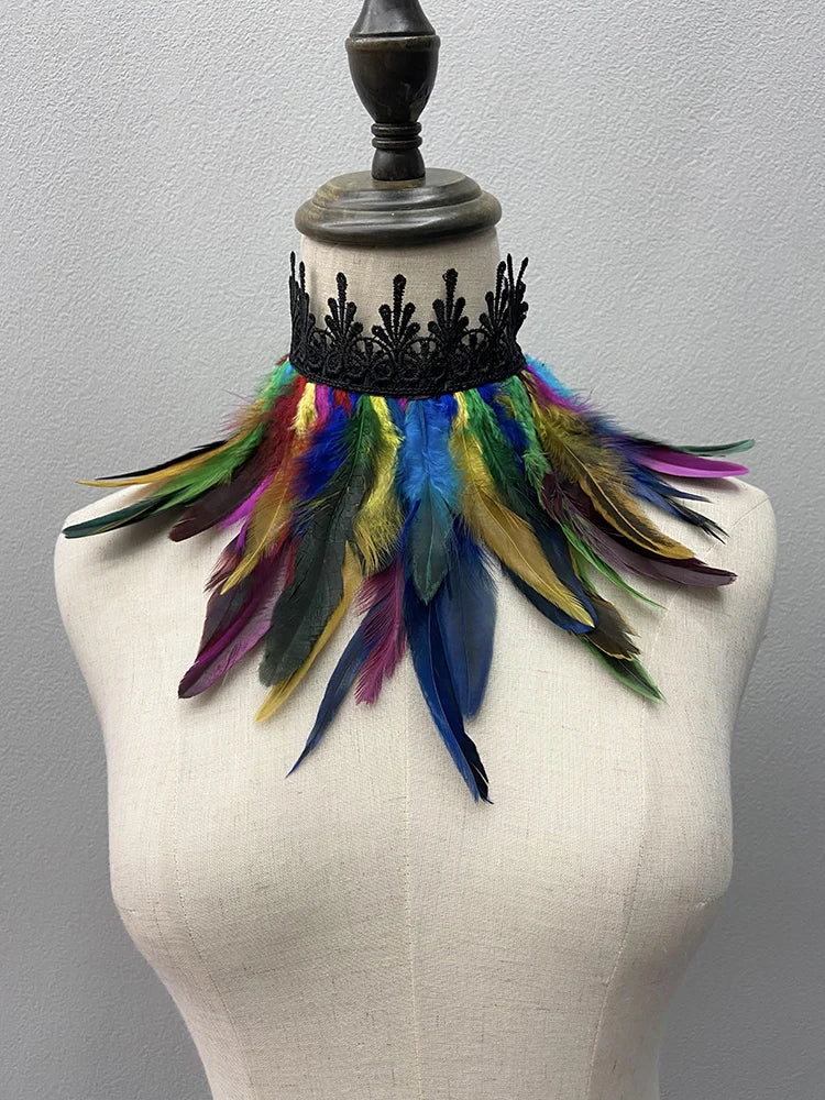 Beautiful Feathered Choker Cape Shawl