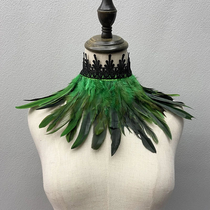 Beautiful Feathered Choker Cape Shawl