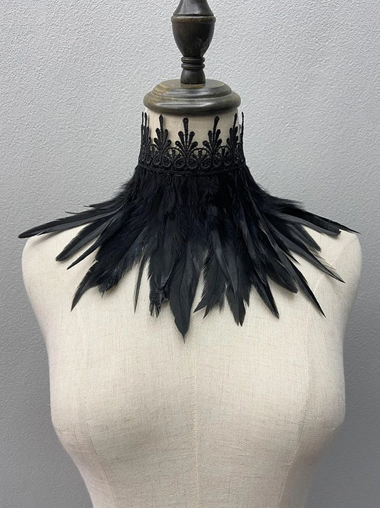 Beautiful Feathered Choker Cape Shawl
