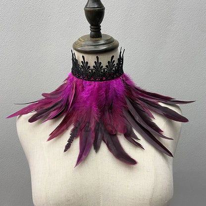 Beautiful Feathered Choker Cape Shawl